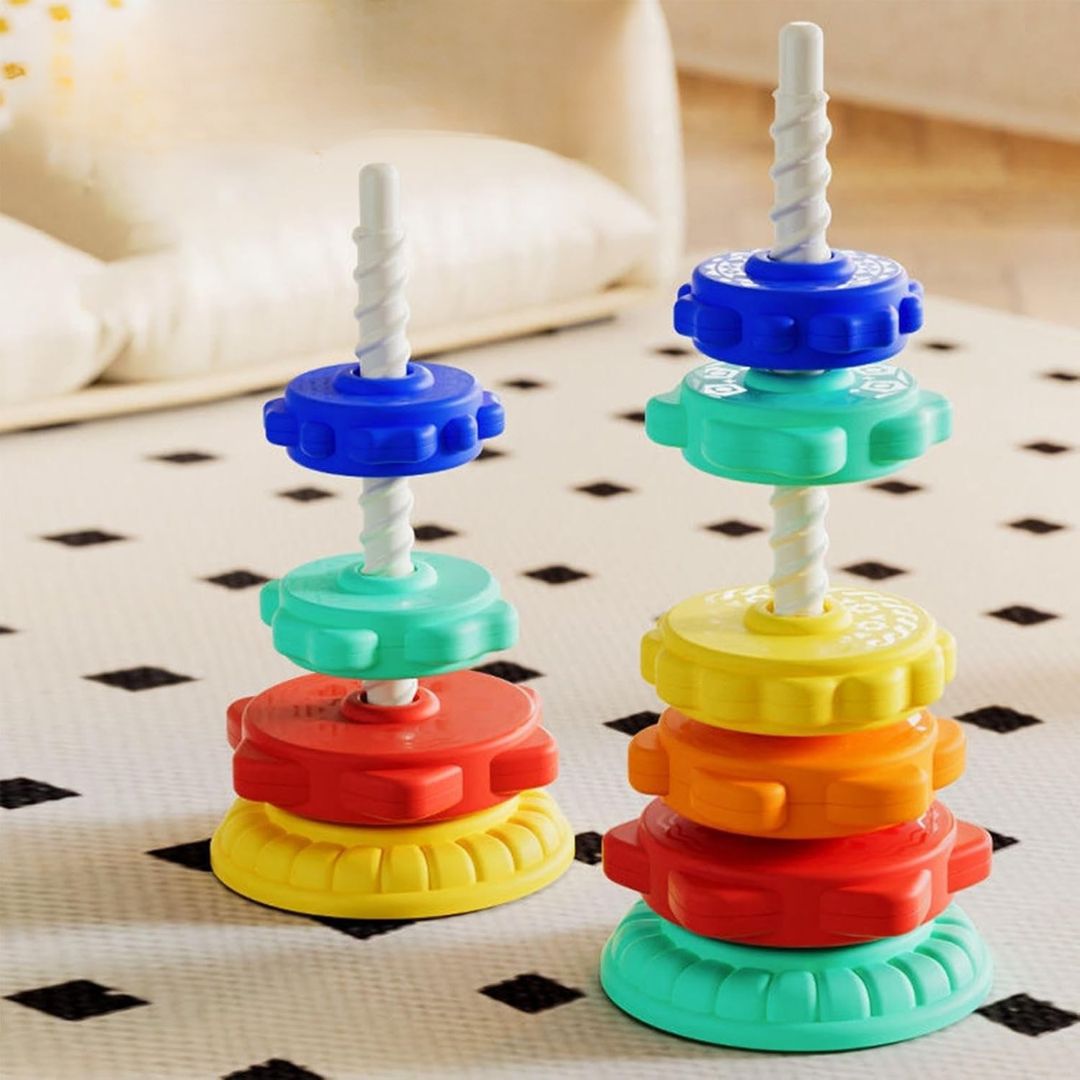 Montessori Toy Tower in Rainbow Design