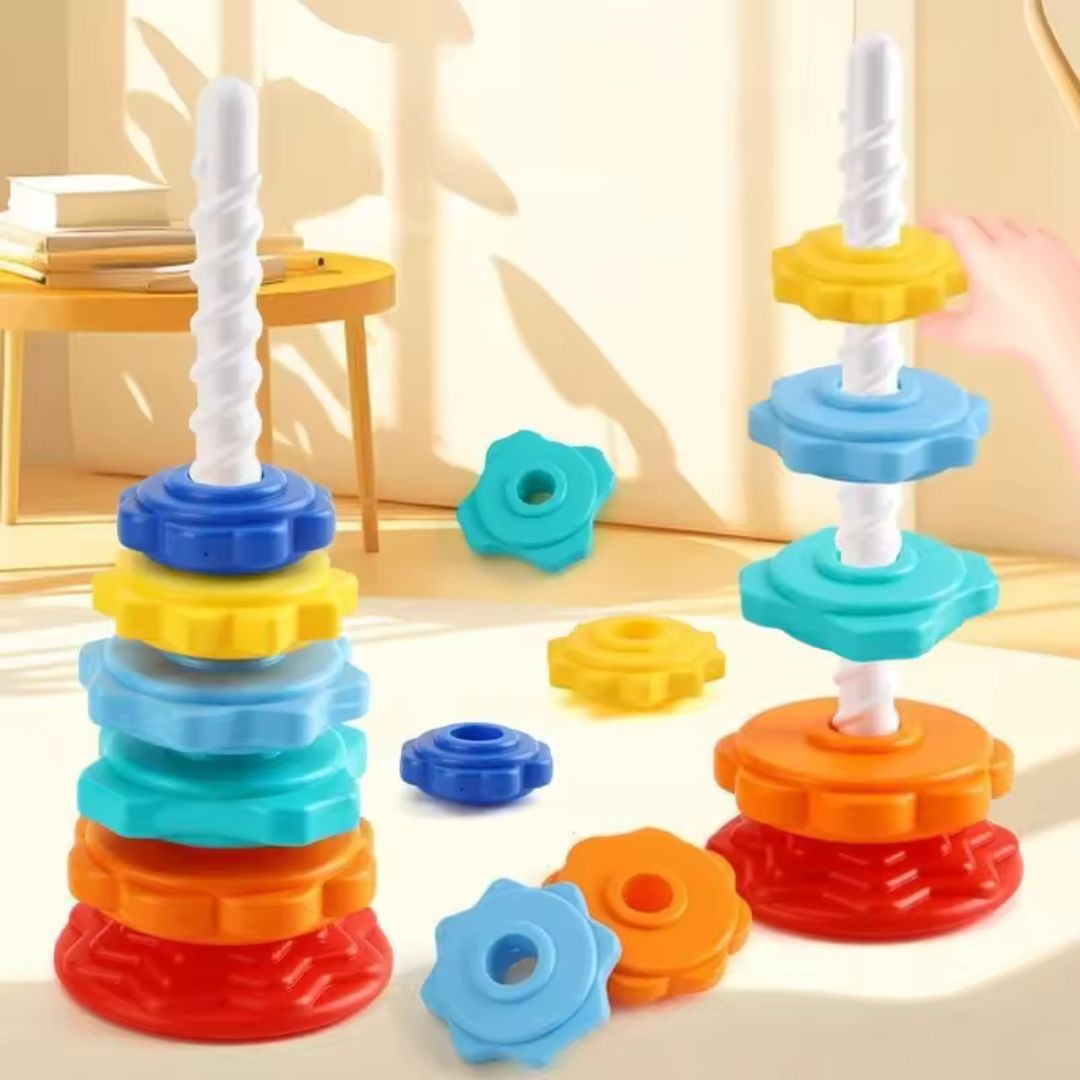 Montessori Toy Tower in Rainbow Design