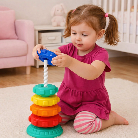 Montessori Toy Tower in Rainbow Design